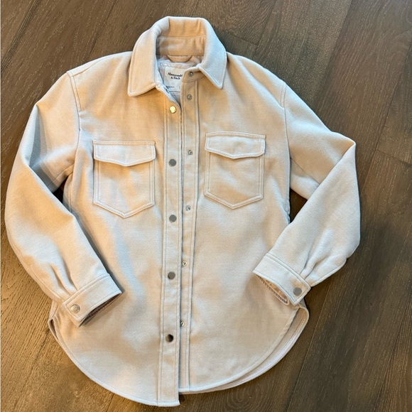 Cream Button-Up Shirt Jacket - Picture 2 of 6